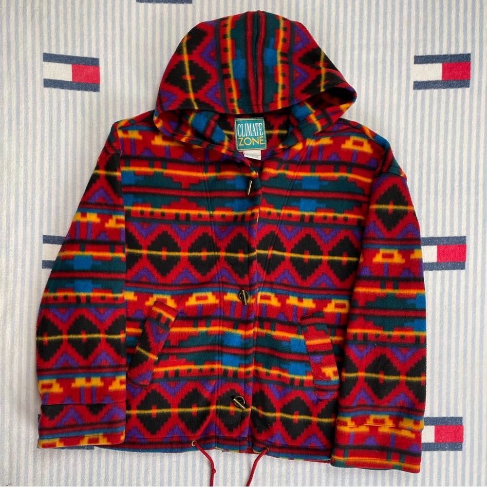 Vintage Climate Zone Colorful pattern Hooded Fleece jacket